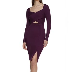 Guess Ribbed Knit Long Sleeve Dress